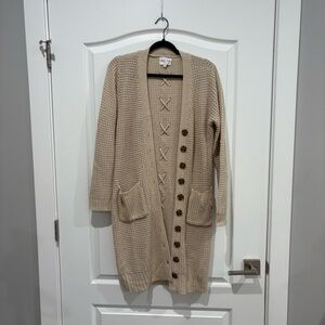 Olive & Oak Tan Button-Front Cardigan